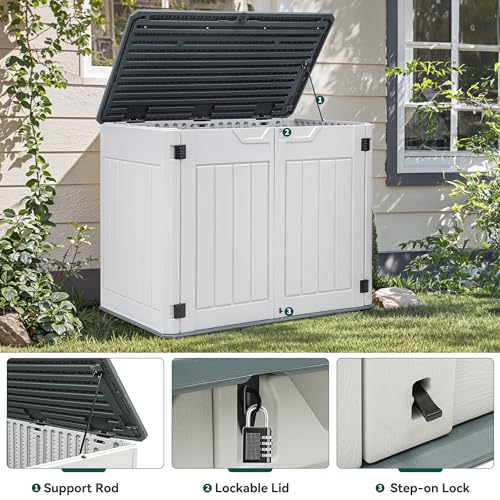 YITAHOME Outdoor Horizontal Storage Sheds w/o Shelf, Weather Resistant Resin Tool Shed, Multi-Opening Door for Storage of Bike, Trash Cans