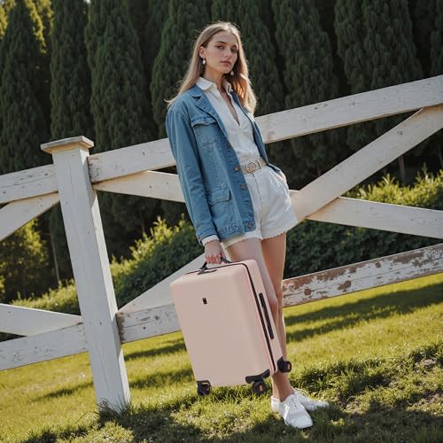 LEVEL8 Hard Shell Carry on Luggage Airline Approved, Carry-on Suitcases with Wheels, Lightweight Luminous Textured Hardside Travel Bag with Tsa Lock
