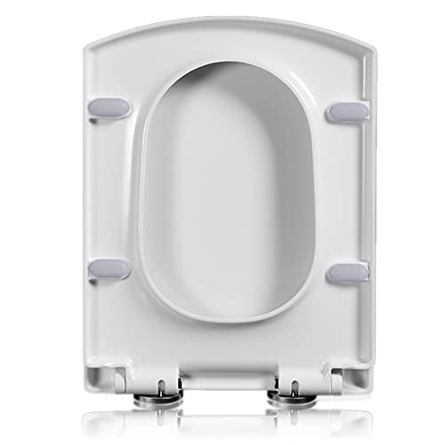 Soft Close Toilet Seat, Toilet seat, Square White, Quick Release Toilet Seat Top Fix Adjustable Hinges