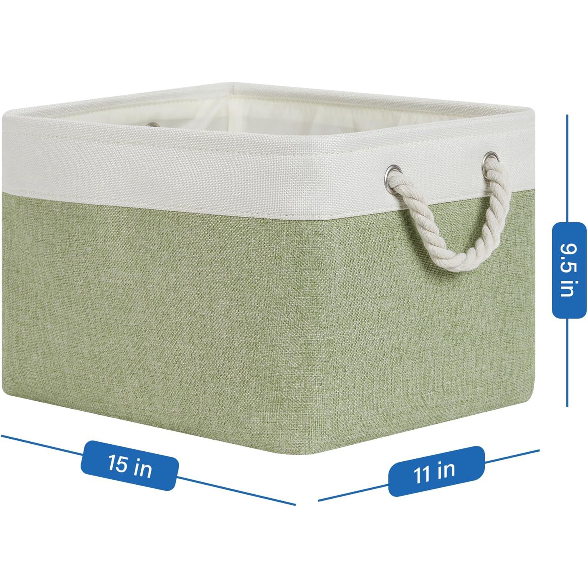 Fabric Storage Baskets 4Pack Storage Bins Decorative Basket for Gift, Clothes Bin with Handles, Rectangle Baskets for Storage, Blankets(White&amp
