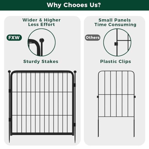 FXW Garden Fence 40in(H) x 36.0ft(L), 16 Panels Decorative Dog Fence Outdoor for The Yard – Heavy Duty Metal Animal Barrier for Dog and Rabbit