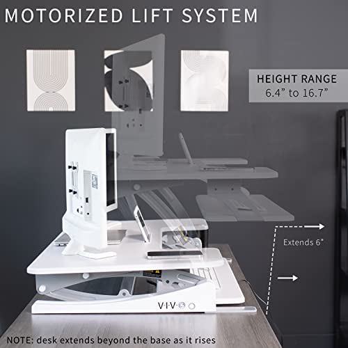 VIVO 36 inch Electric Height Adjustable Stand Up Desk Converter, VE Series, Sit to Stand Tabletop Dual Monitor Riser with USB Port, Black, DESK-V000VE