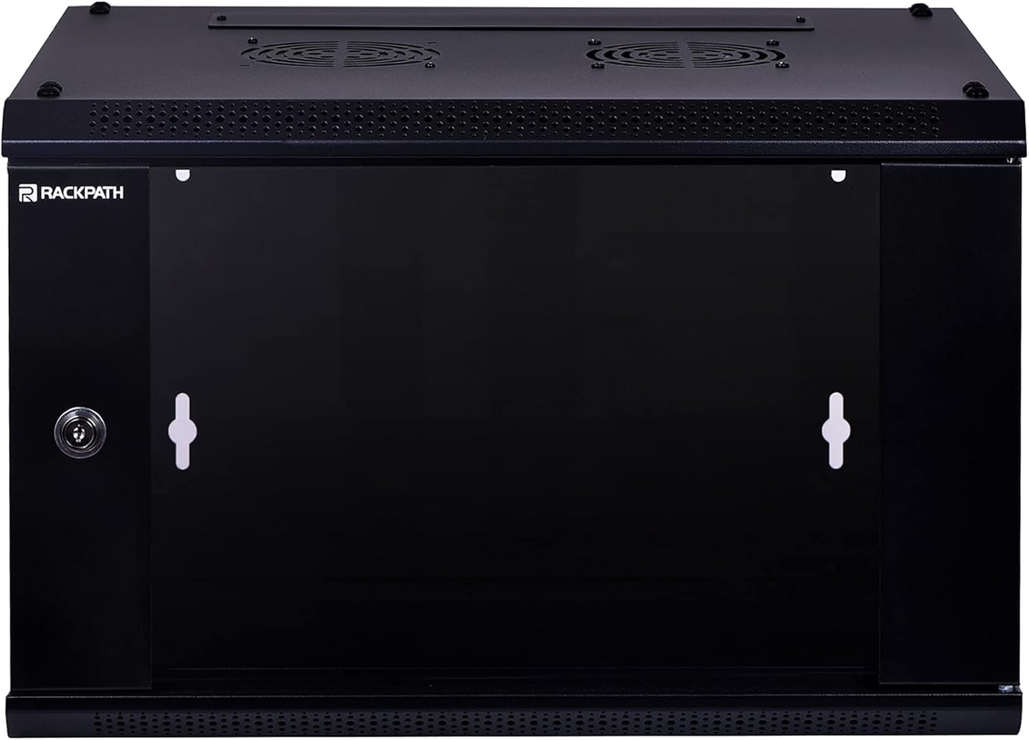 RackPath 9U Performance Wall Mount Server Cabinet Network Rack Enclosure, Quiet Cooling Fan, Locking Glass Door, Black