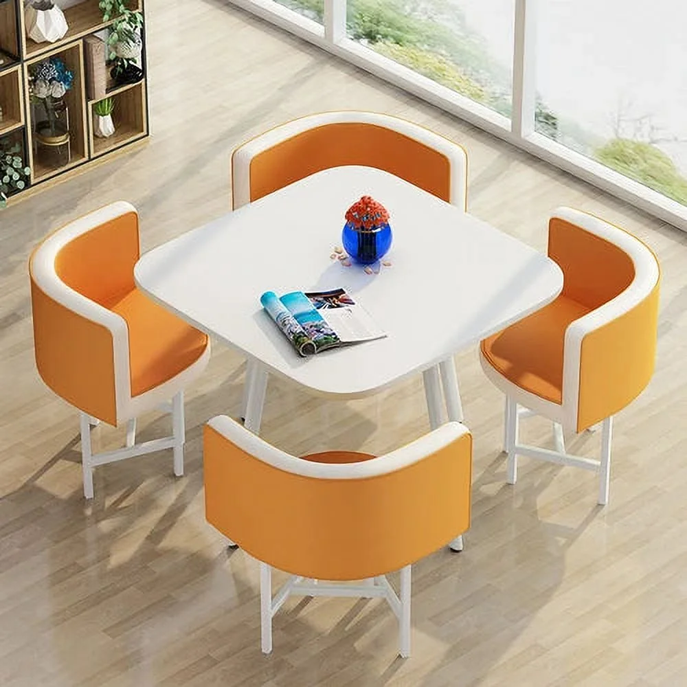 Dining Table Set 4 Chairs Office Reception Seat Suits Negotiation Table Casual Visitor Round Table Visitor Office Desk Chair Set