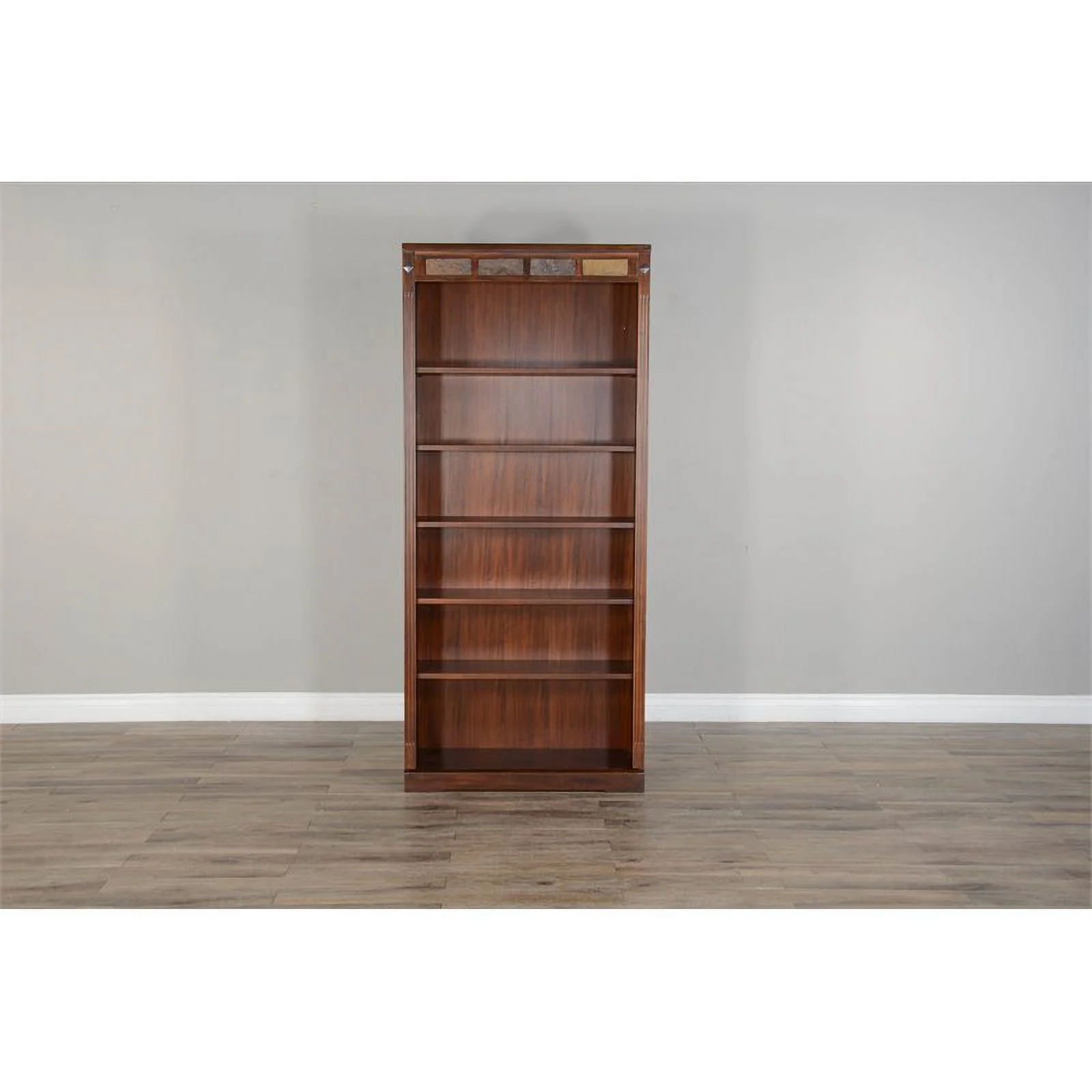 Pemberly Row 72" Traditional Wood Bookcase in Dark Chocolate