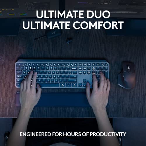 Logitech MX Keys S Combo - Performance Wireless Keyboard and Mouse with Palm Rest, Customizable Illumination, Fast Scrolling, Bluetooth, USB C