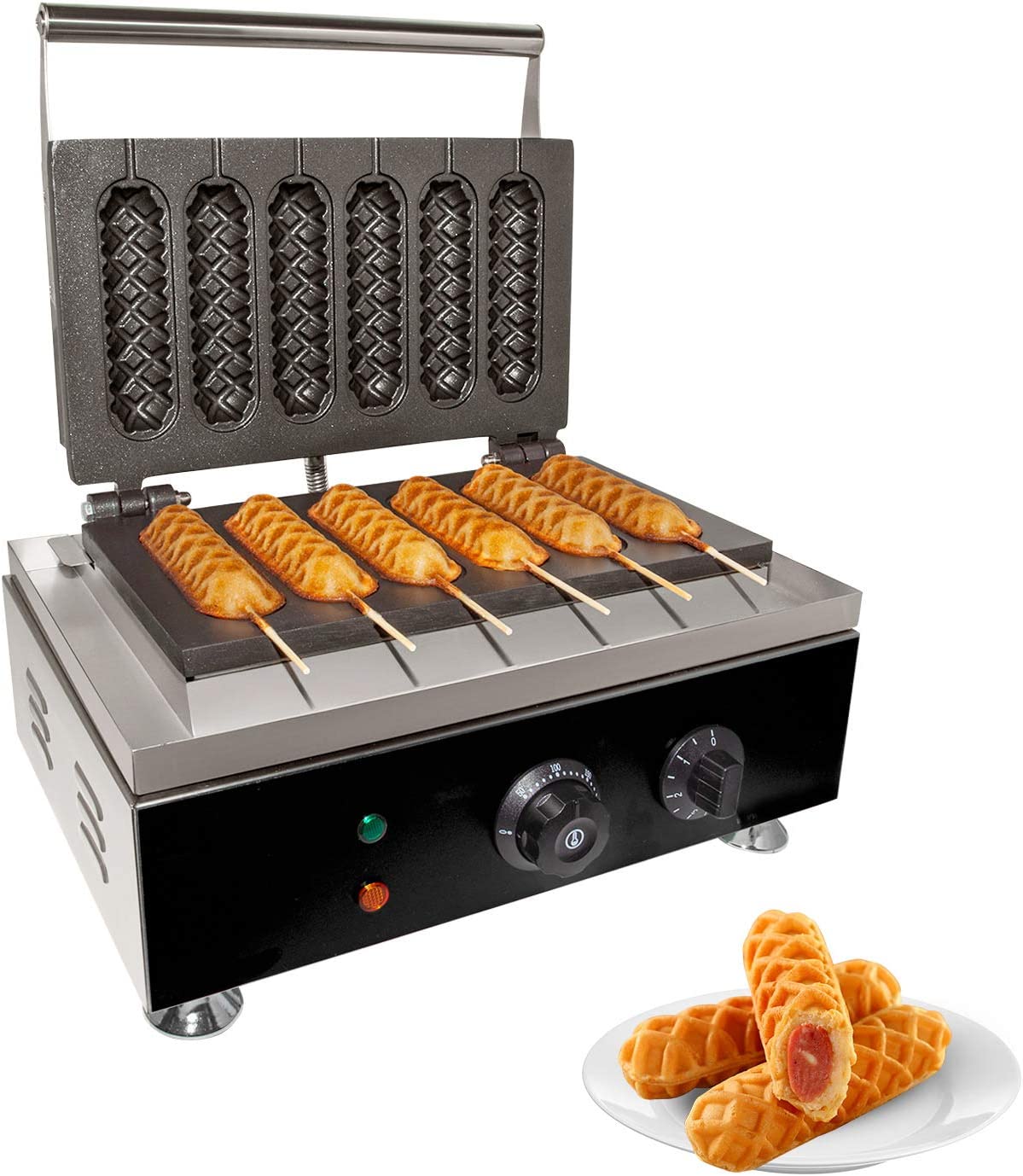 Corndog Waffle Maker | Nonsick Coaing | 110V | 6 Pcs (6 Pcs)
