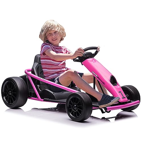 Go Kart Electric Drift Kart Car, 24V Outdoor Ride on Toy, Fast 2×300W Motor, 8 MPH High Speed Drift Car, with Music and Slow Start