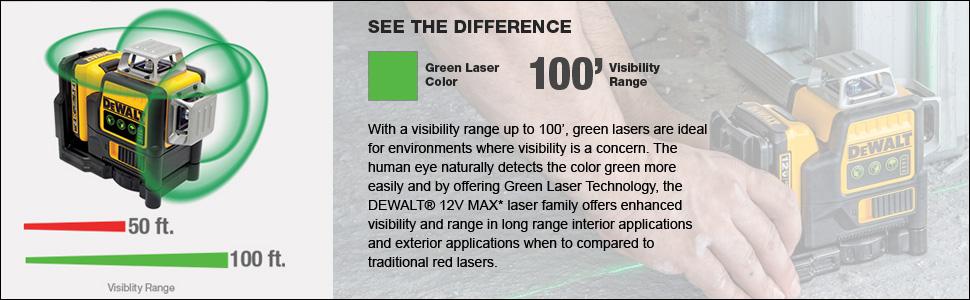 DEWALT DW089LG 12V 3 x 360 Green Beam Battery with DW0881T Laser Tripod