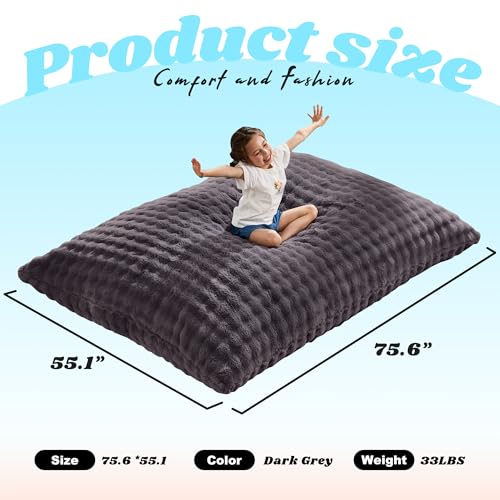 Hobestluk 3 in 1 Bean Bag Chair Giant Bean Bag Chairs Convertible Bean Bag Floor Cushion with Machine Washable Cover