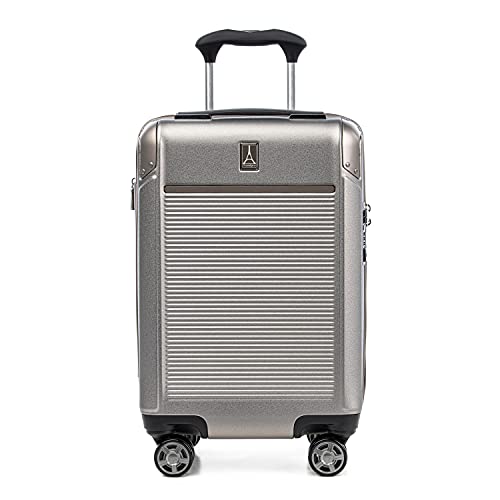 Travelpro Platinum Elite Hardside Expandable Carry on Luggage, 8 Wheel Spinner, TSA Lock, Hard Shell Polycarbonate Suitcase, Metallic Sand