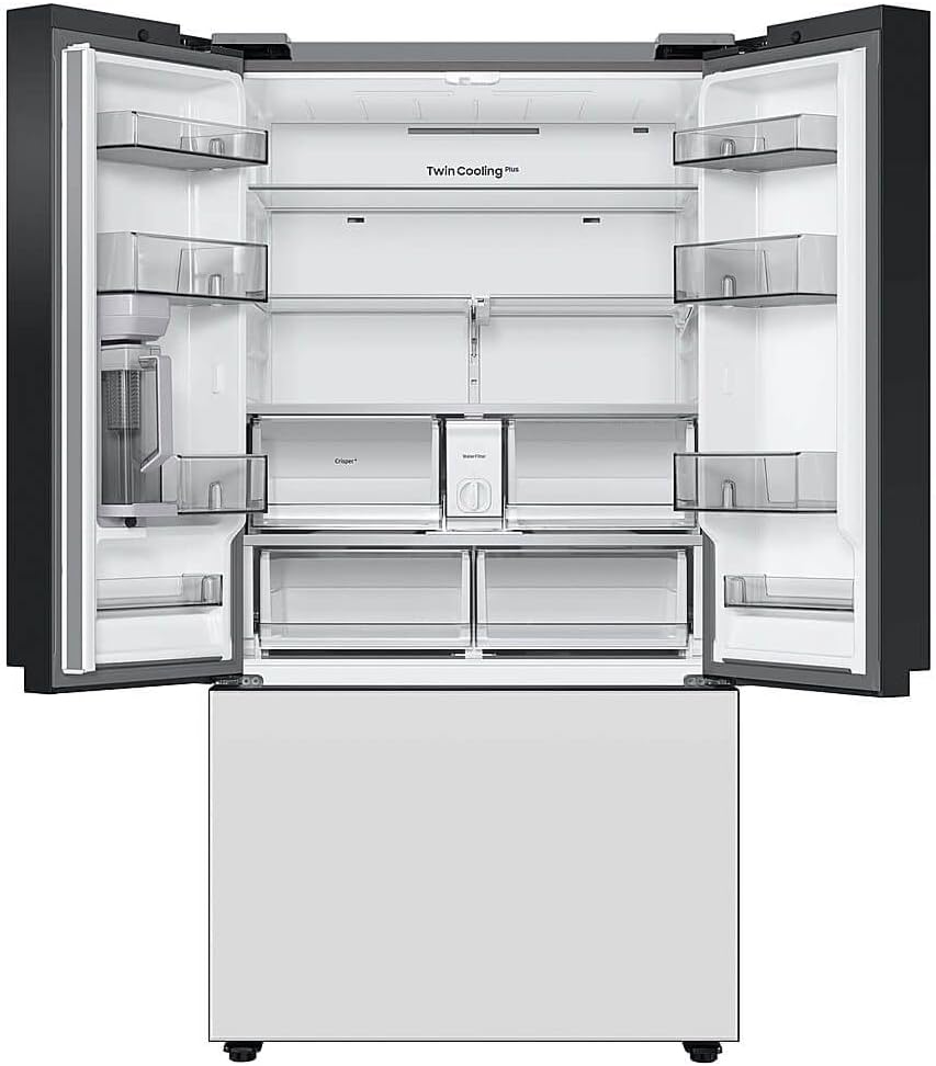 SAMSUNG RF24BB620012 24 Cu. Ft. Bespoke White Glass 3-Door French Door Counter-Depth Refrigerator