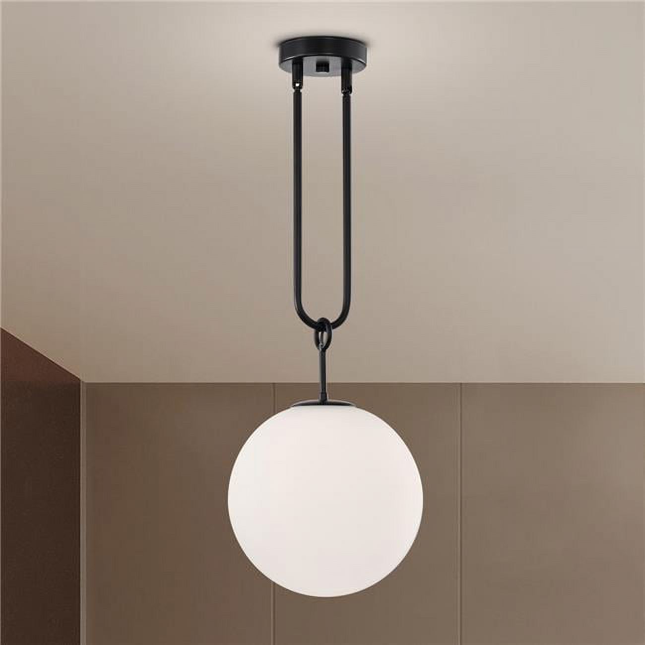 Warehouse of Tiffany  Moeder 9.8 in. 1-Light Indoor Matte Black Finish Pendant Light with Light Kit