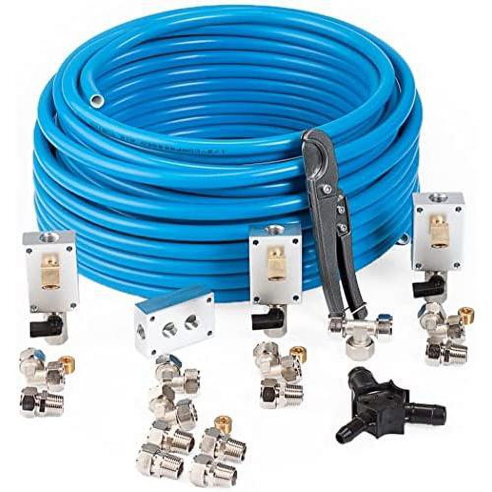 Pressured Leak-Proof Easy To Install Air Compressor Accessories Kit Piping System | 1/2 Inch X 100 Feet HDPE-Aluminum | Connects W/ Any Air