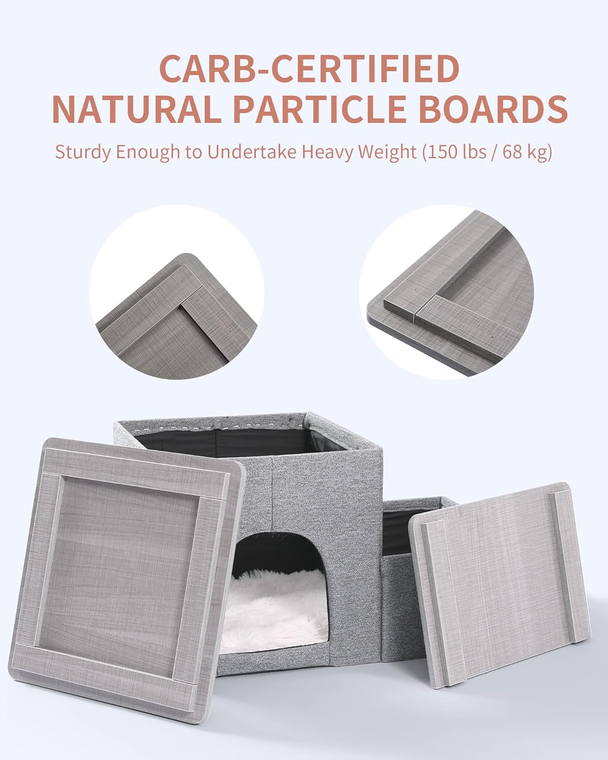 Made4Pets Dog Stairs for High Beds Pet Steps for Cats Get on Bed Couch Stairs Wooden 2 Step Stool for Small Dogs Kitten Ladder for Bed Window Perch