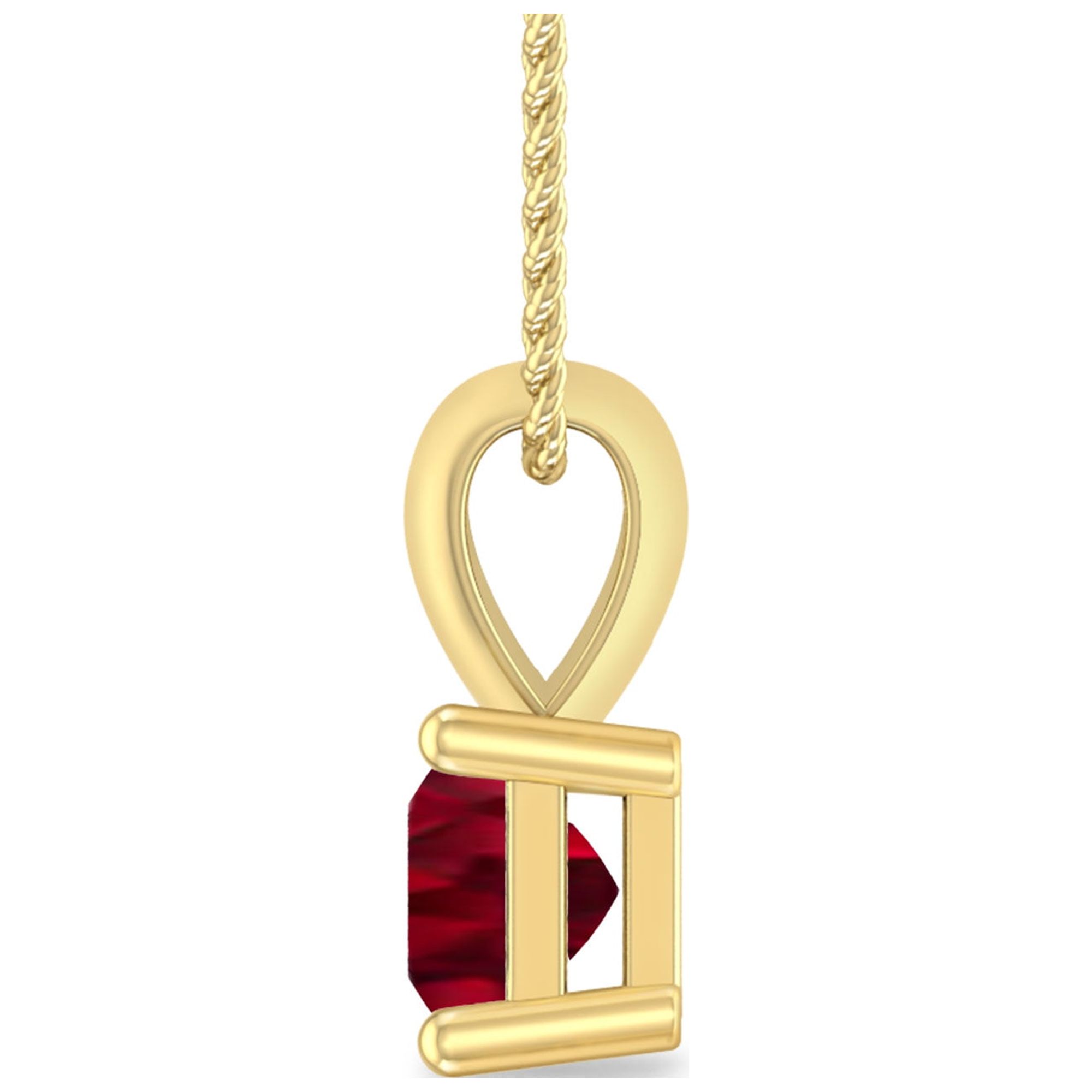 1/3 Carat Princess Shape Garnet 10K Yellow Gold V-bail Solitaire Pendant Necklace For Women ( Gemstone 4.00MM )