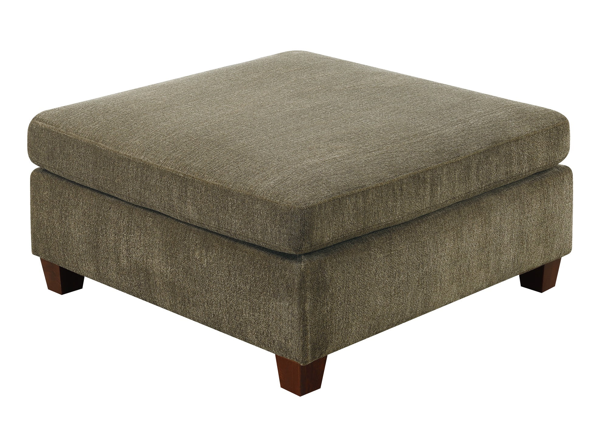Contemporary Modern Unique Modular 6pc Sectional Sofa Set Tan Chenille Fabric Wood Legs 3 x Corner Wedge 2x Armless chairs and 1 x Ottoman