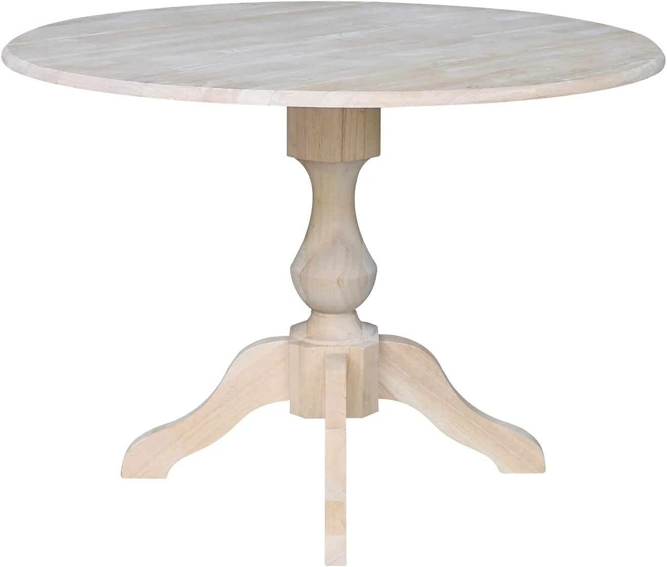 Round Dual Drop Leaf Pedestal Table-30.3" H, Unfinished Dining Table, Ready To Finish