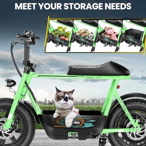 Caroma Peak 500W/800W/1200W Electric Scooter with Seat, 16 * 3" Fat Tire Ebike for All-Terrain, Max 15/25/30 Miles Ranges&20MPH
