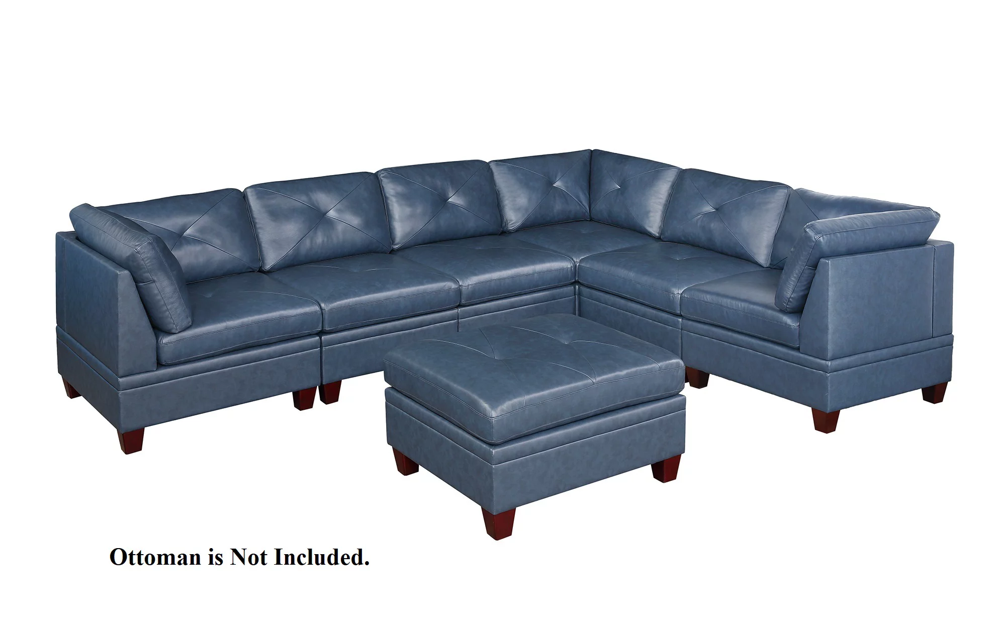 CoSoTower Genuine Leather Ink Blue Tufted 6Pc Sectional Set 3X Corner Wedge 3X Armless Chair Living Room Furniture Sofa Couch