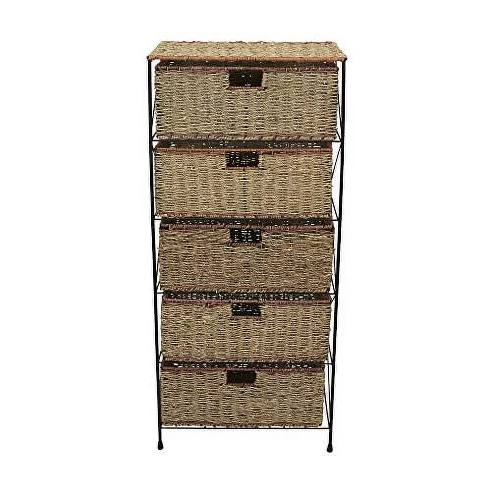 5-Drawer Storage Rattan Unit