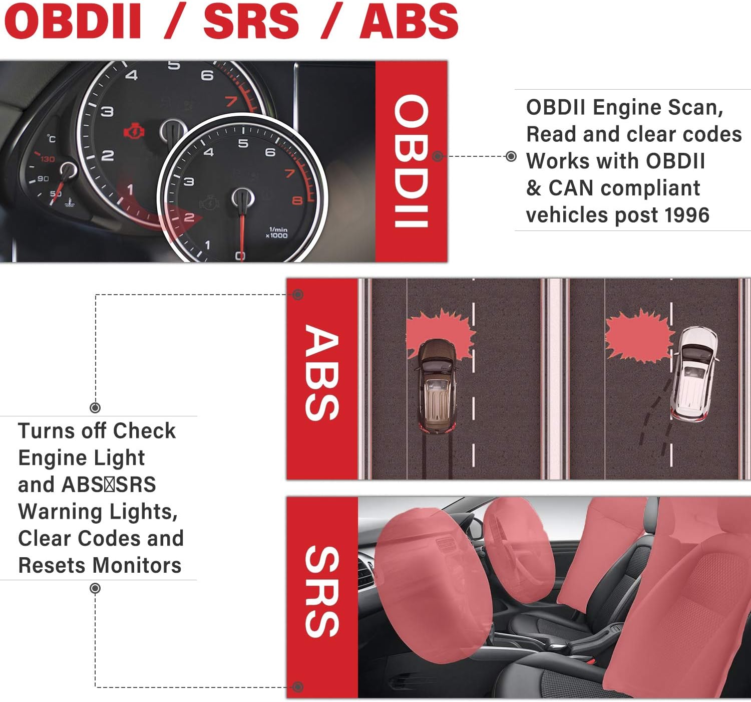 Autel AutoLink AL619 Automotive Diagnostic Scan Tool - 2022 Newest OBD2 Scanner Read/Erase DTCs, ABS/ SRS Lights Reset, Full OBDII Functions
