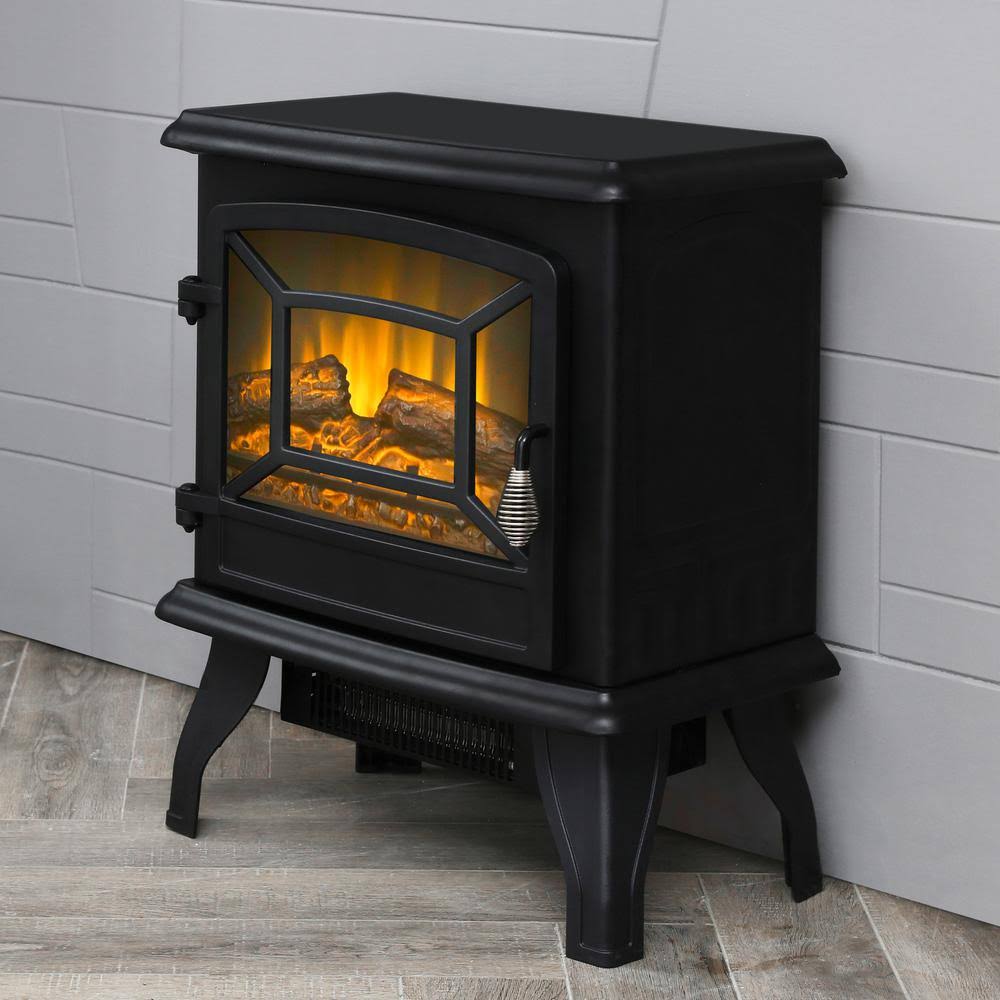 LOKATSE Home 17 in. Freestanding Electric Fireplace in Black