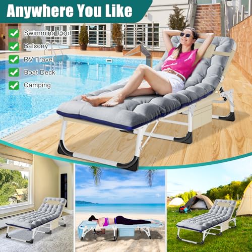 DoCred Folding Camping Cot with Mattress, 2 Pack Heavy Duty Folding Cot for Adults, Portable Sleeping Cot Bed Adults Outdoor Bed with Carry Bag
