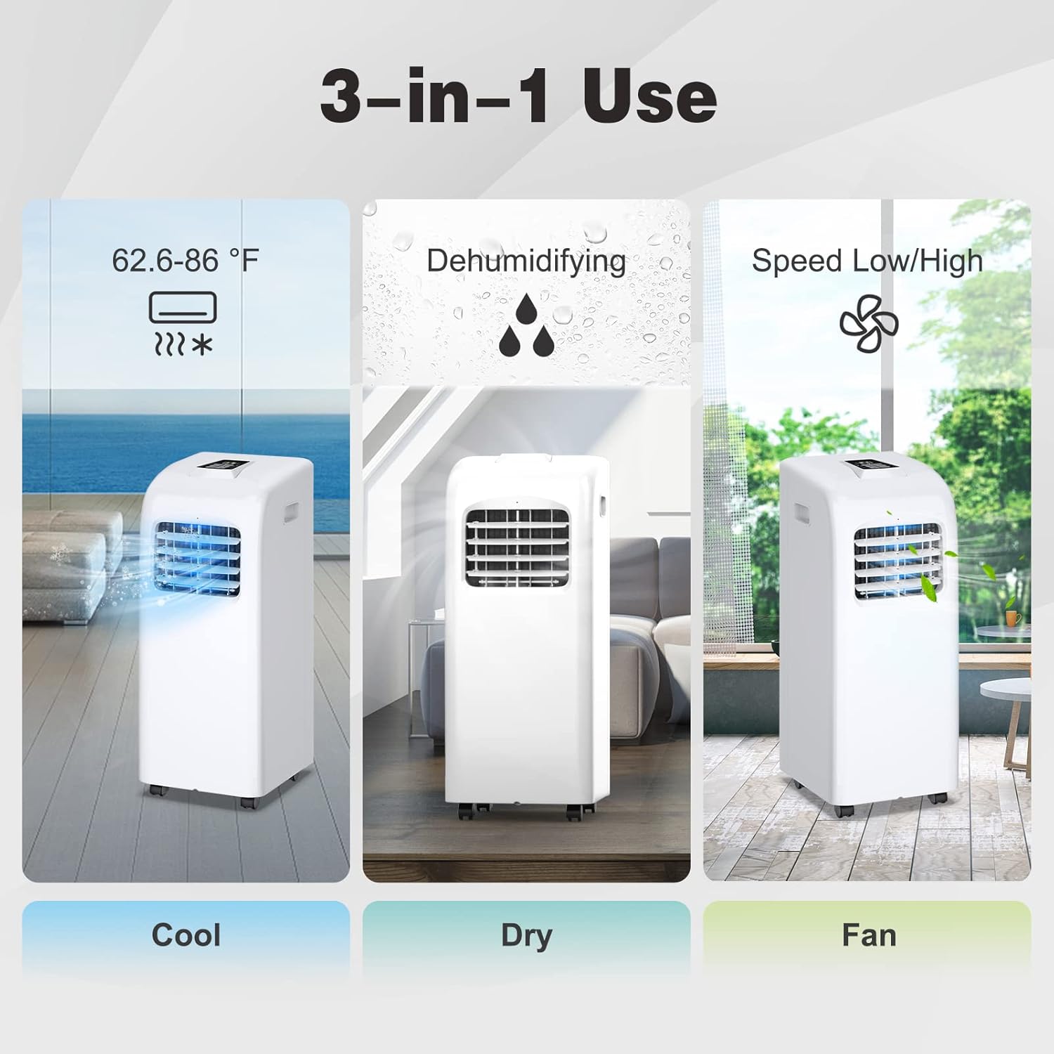 COSTWAY 8000 BTU Portable Air Conditioner with Remote Control Dehumidifier Function Window Wall Mount (8000 BTU)