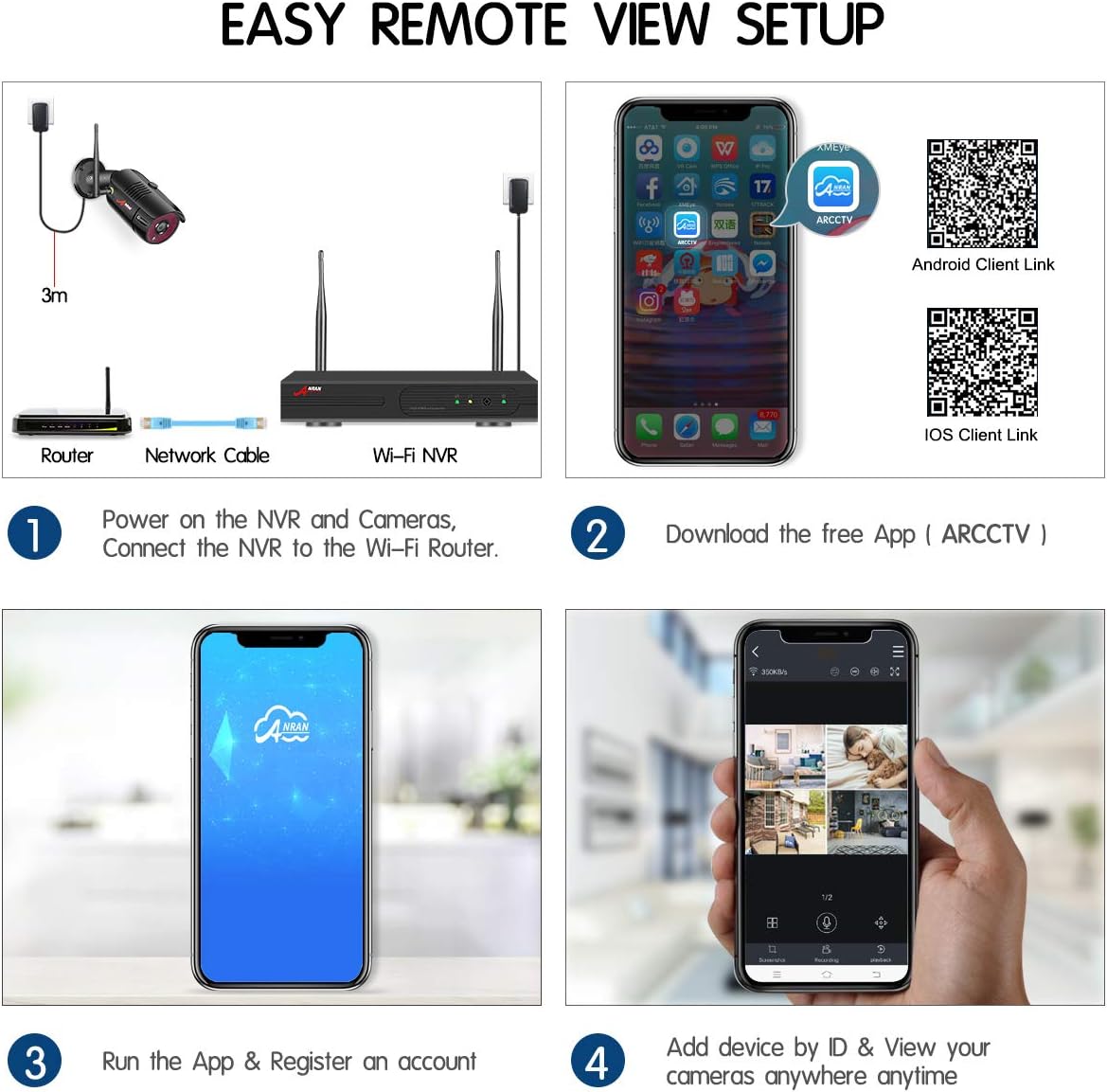 【5MP Lite DVR】8CH Wired outdoor Security Camera System with 8pcs 1080P HD Waterproof Surveillance Home Cameras, Easy Setup, Clear Night Vision