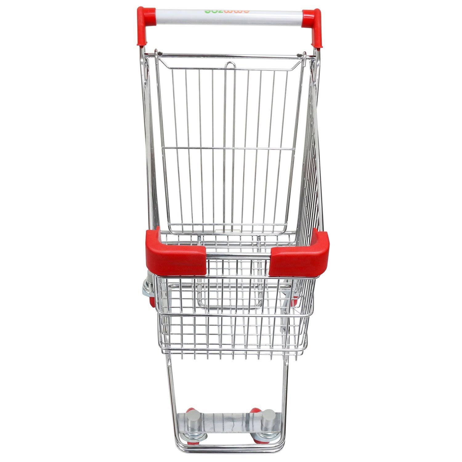 Emmzoe The Little Shopper Real Life Kids Mini Retail Grocery Shopping Cart Toy (Chrome frame)
