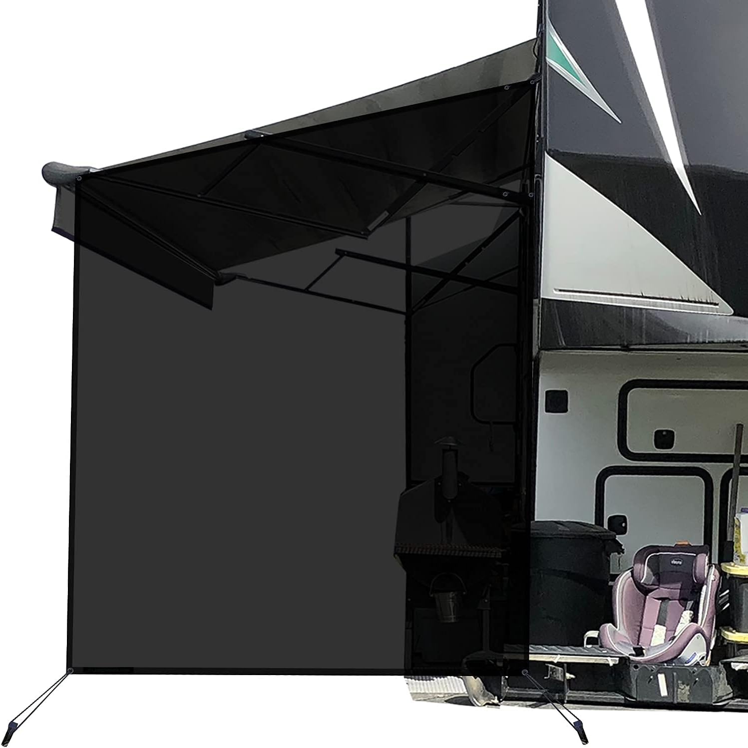 leaveshade RV Awning Side Sun Shade Screen (9'X7' Beige Mesh) Camper Sunshade Complete Kits Motorhome Trailer UV Blocker - 3 Years Lasting