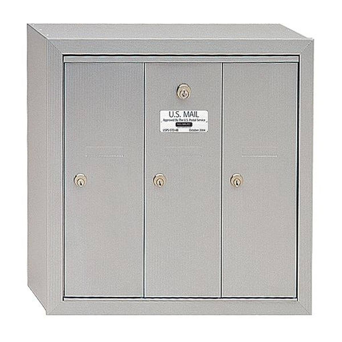 Salsbury Industries 3503ASU Vertical Mailbox - 3 Doors - Aluminum - Surface Mounted - USPS Access