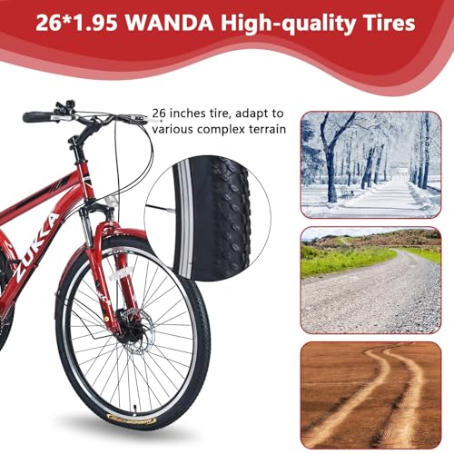 Adult Tricycle Bike,7-Speed Mountain Tricycle,26-Inch 3 Wheels,Comfortable Widen Saddle,Rear Integrated Shopping Basket