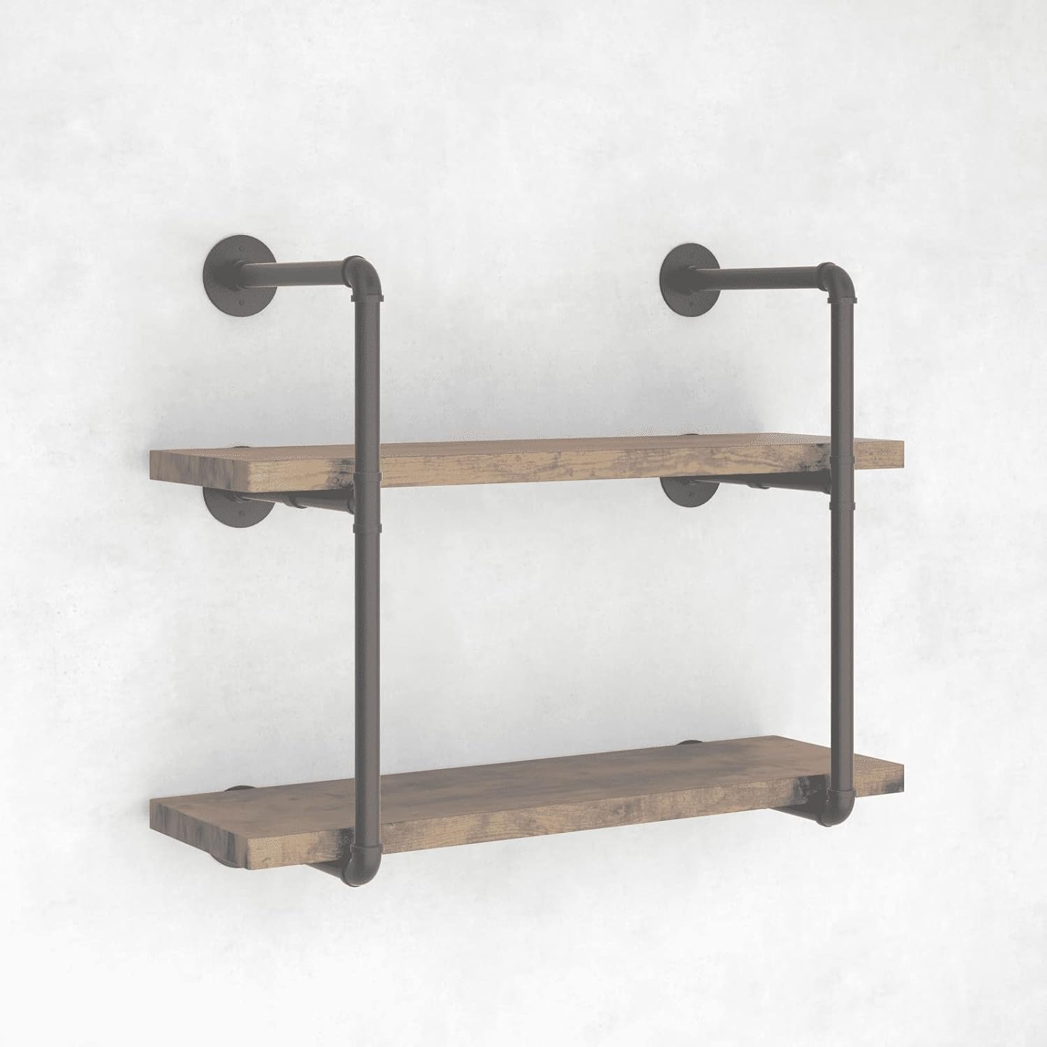 CADMIC Industrial Wall Mount Iron Pipe Shelf for Office Room Kitchen DIY Open Bookshelf Retro Black Storage Shelves Pipe Shelving Hung Bracket (3
