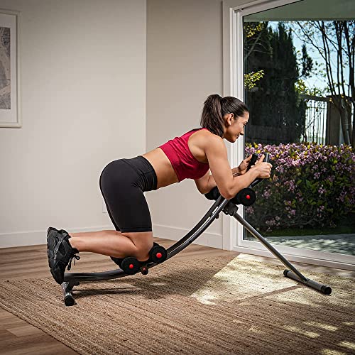 Sunny Health & Fitness Waist Trainer Ab Roller with Elbow Support, Training Wheels, Foldable for Home Gym, Abdominal Exercises, Core Strength