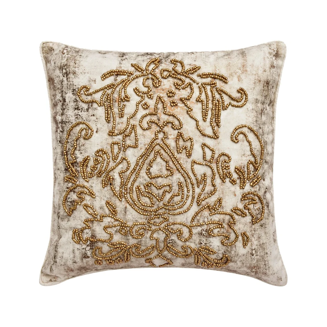 Decorative White 20"x20" (50x50 cm) Throw Pillows, Velvet Suede Embroidery & Foil Throw Pillows For Couch, Damask Pattern Modern Style