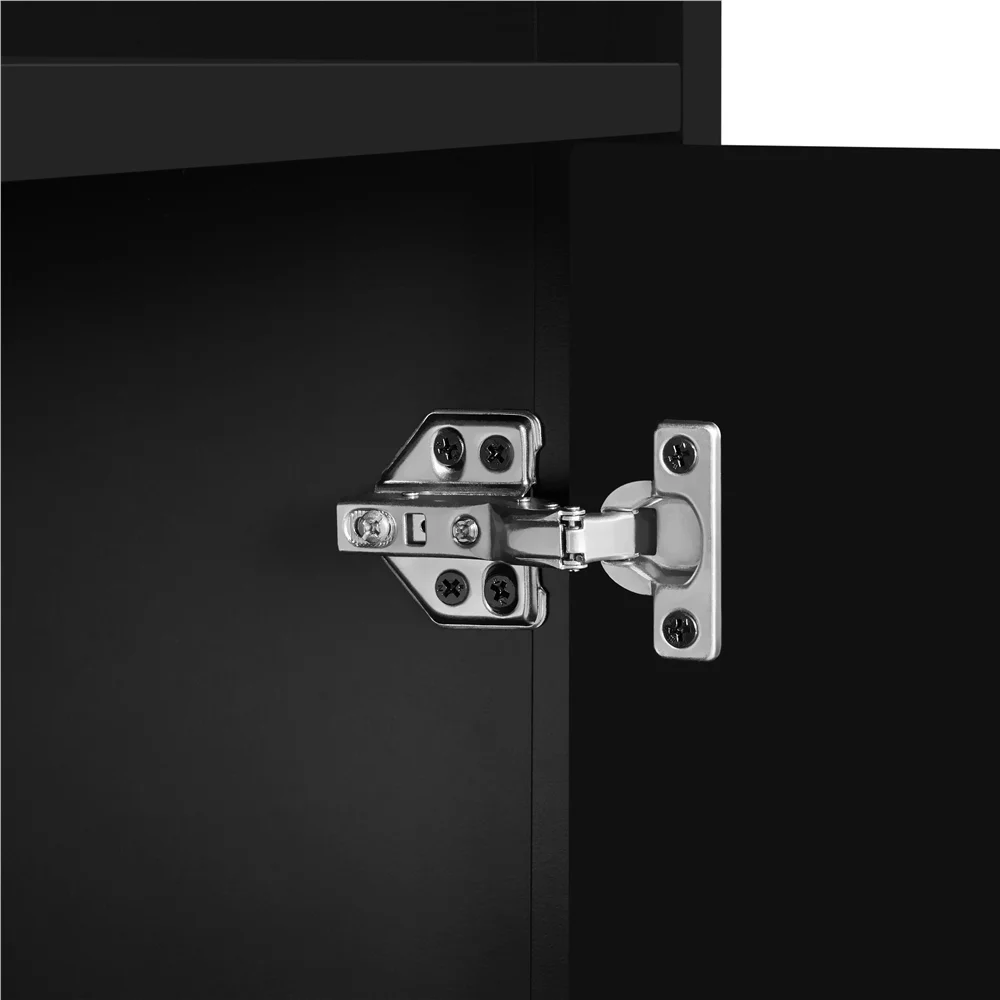 Easyfashion 58in Width Modern TV Stand TV Console with Power Outlet for TVs up to 65in, Black
