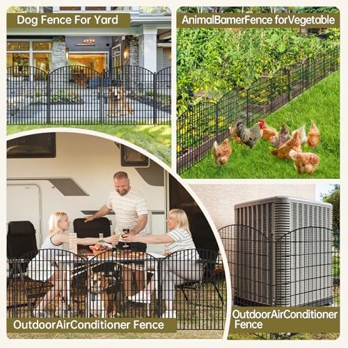 16 Panels No Dig Garden Fence with Gate, 32in x 38.6ft Decorative Dog Fence Outdoor for Yard