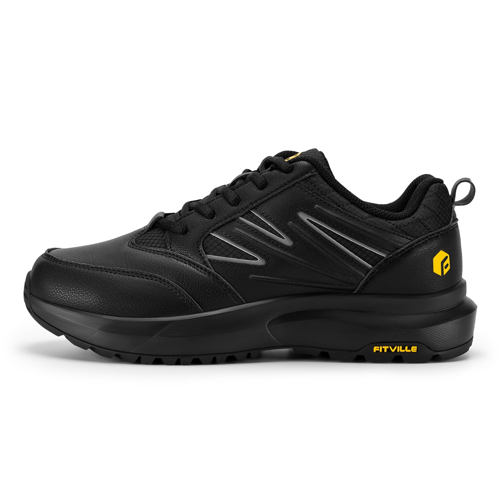 FitVille Mens Wide Hiking Shoes Outdoor Work Shoes Trails Sneakers with Arch Support - Sturdy Core - Curated Treasures Market