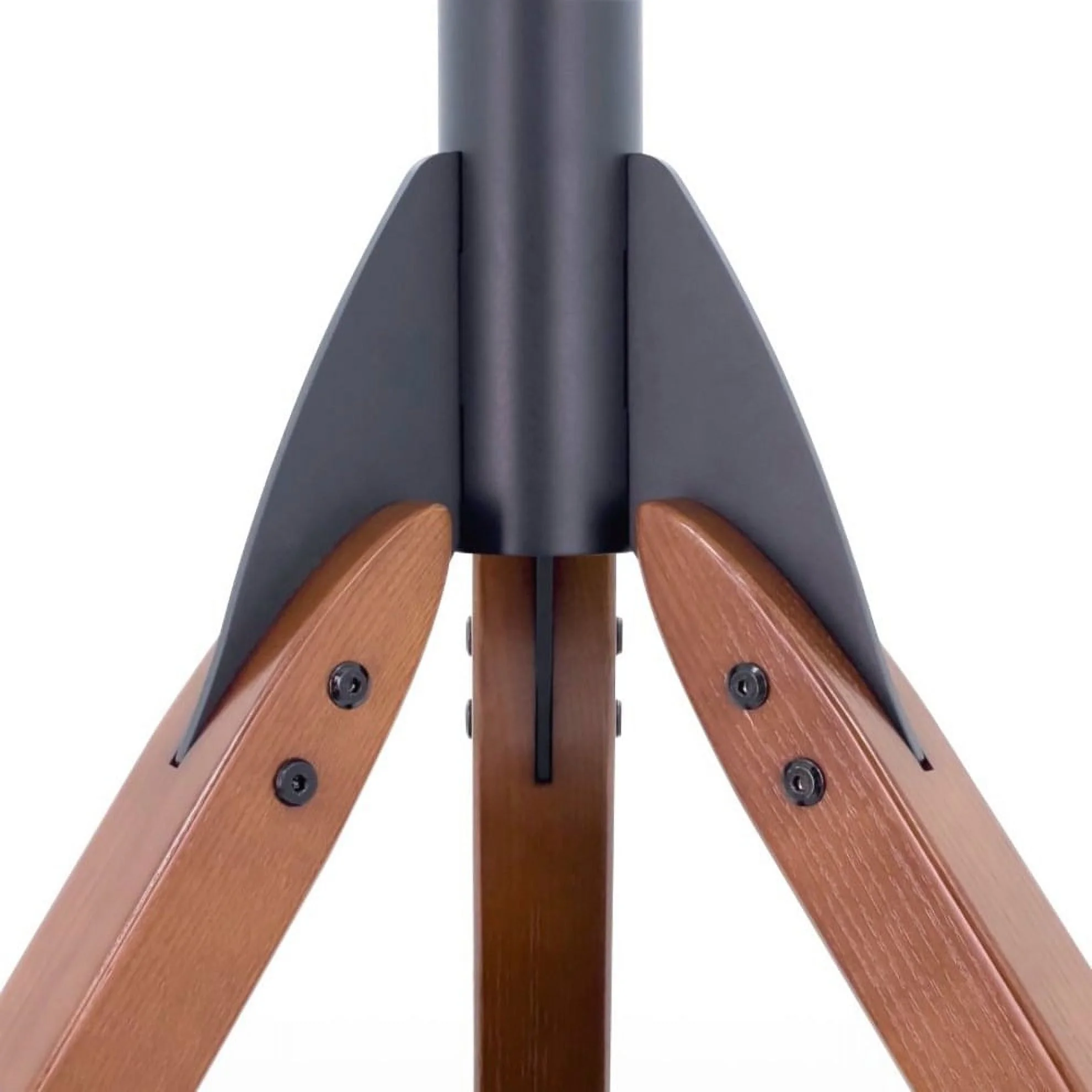 AVF FSL1000HOXDWB-A Hoxton TV Floor Stand with TV Mounting Column for 32-inch to 65-Inch TVs, Dark Wood Legs Column and Black Glass