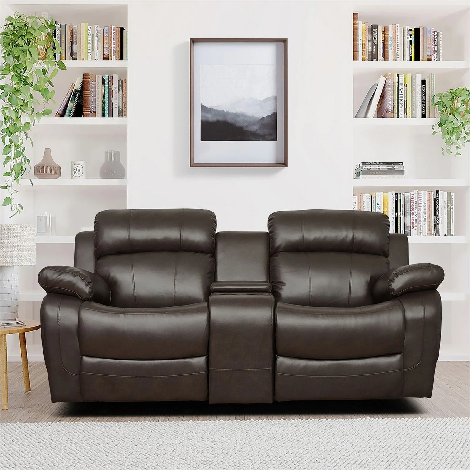 Lexicon Marille Faux Leather 2-Piece Manual Reclining Sofa Set in Brown