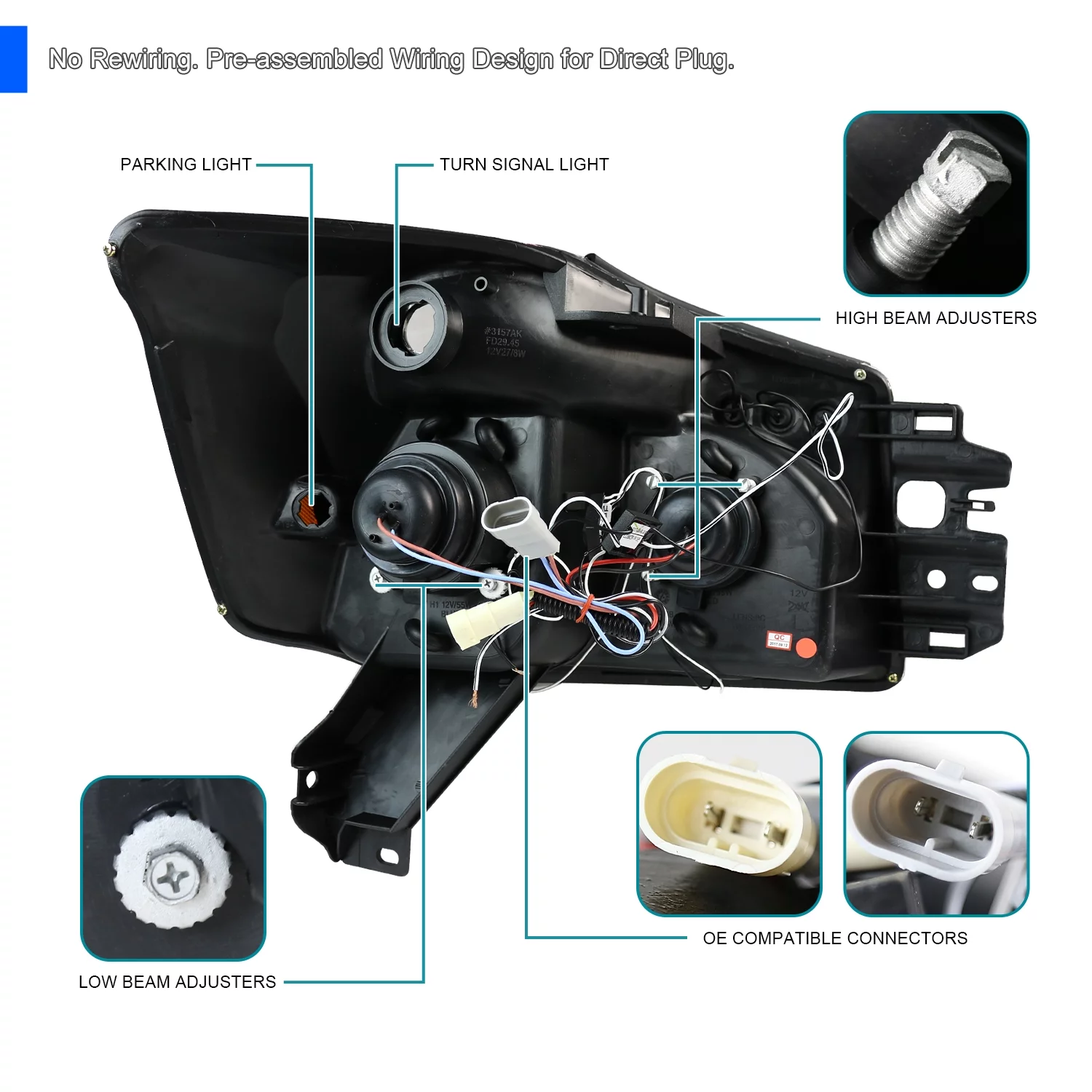 Spec-D Tuning Smoke Sequential LED Projector Headlights Compatible with 2004-2015 Nissan Titan