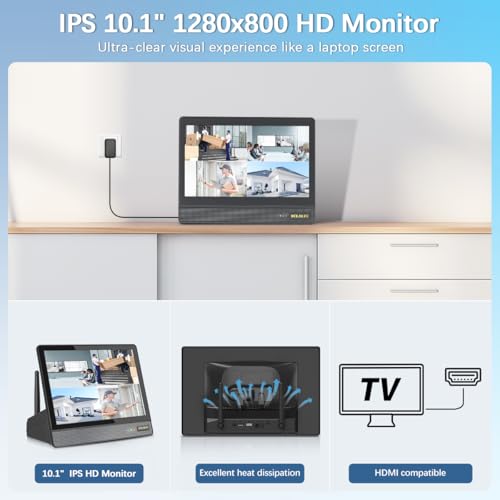 【90ft Super Night Vision】 5MP Outdoor Wireless Security Camera System, Wireless Cameras for Home Security, Home Video Security Cameras