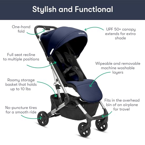 Compact Stroller - One Hand Fold Lightweight Stroller, Travel Stroller, Toddler Stroller, Airplane Stroller, Foldable Stroller with Rain Cover