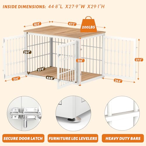 48 Inch Heavy Duty Dog Crate Furniture for Large Dogs, Decorative Pet House End Table, Extra Large Wooden Cage Kennel Furniture Indoor