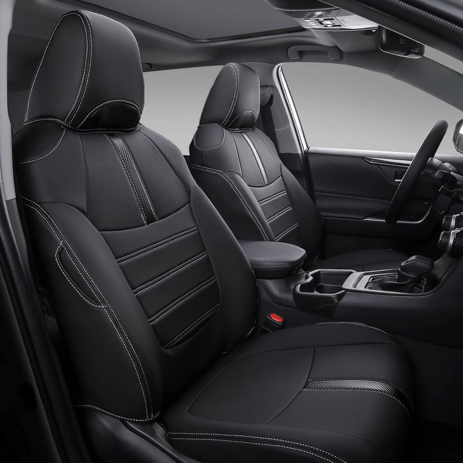 Xipoo Fit Toyota RAV4 Seat Covers Front and Rear PU Leather Seat Covers for Toyota Rav4 2019 2020 2021 2022 Accessories (2019-2022 RAV4(Not for