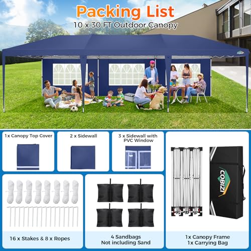 COBIZI 10x10 Pop up Canopy Tent Protable Canopy Tent with 4 Sidewalls Waterproof Commercial Instant Shelter for Parties, Wedding
