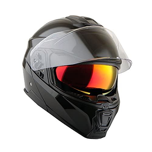 Martian Motorcycle Modular Full Face Helmet Flip up Dual Visor Sun Shield: HG362 Matt Black