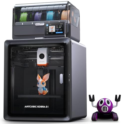Anycubic Kobra S1 Combo 3D Printer, 4 Stunning Multicolor with Anycubic ACE PRO, 600mm/s High Speed and 320℃ Hotend Free-Clog Extruder